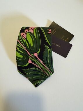 Prada Rare Fall 2003 Holliday & Brown Green Pink Tropical Print Tie